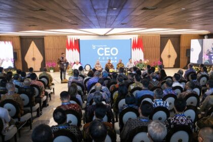 Suasana acara Kompas100 CEO Forum yang berlangsung di Istana Garuda, Ibu Kota Nusantara (IKN) pada Jumat (11/10).