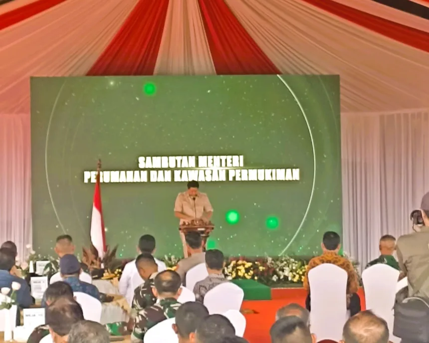 Sambutan Menteri Perumahan dan Kawasan Permukiman (PKP) Maruarar Sirait pada acara peletakan batu pertama (groundbreaking) pembangunan perumahan subsidi Graha Kartika Pesona di Kota Serang, Banten.
